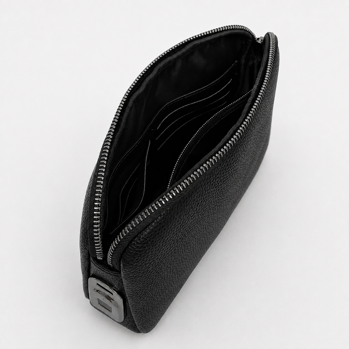 GULFY CG-G1 Smart Fingerprint Lock Clutch Bag – Multi-Compartment Zip-Around Design-Classic Black