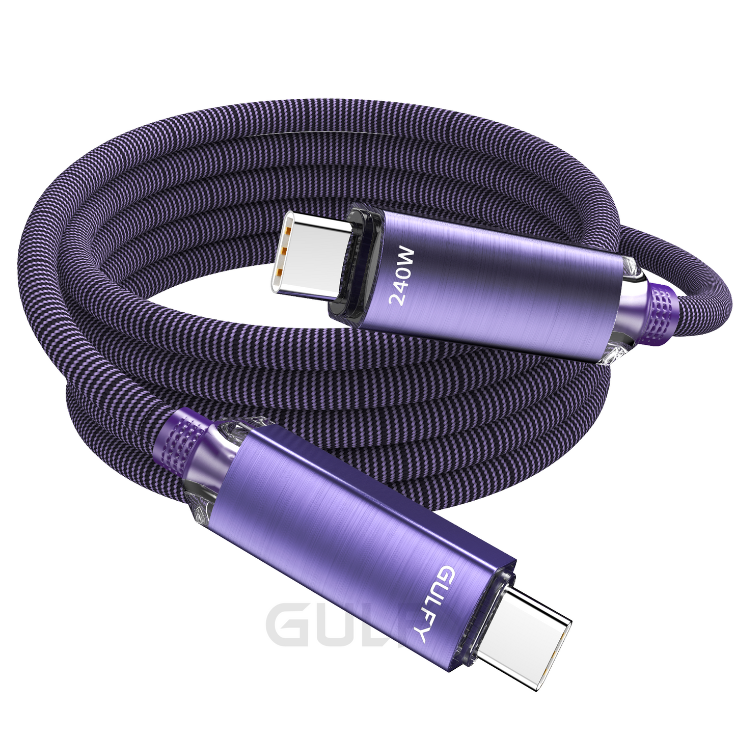 GULFY 240W USB-C to USB-C Fast Charging & Sync Cable (2m, Multi-color, Aluminum alloy & Nylon)