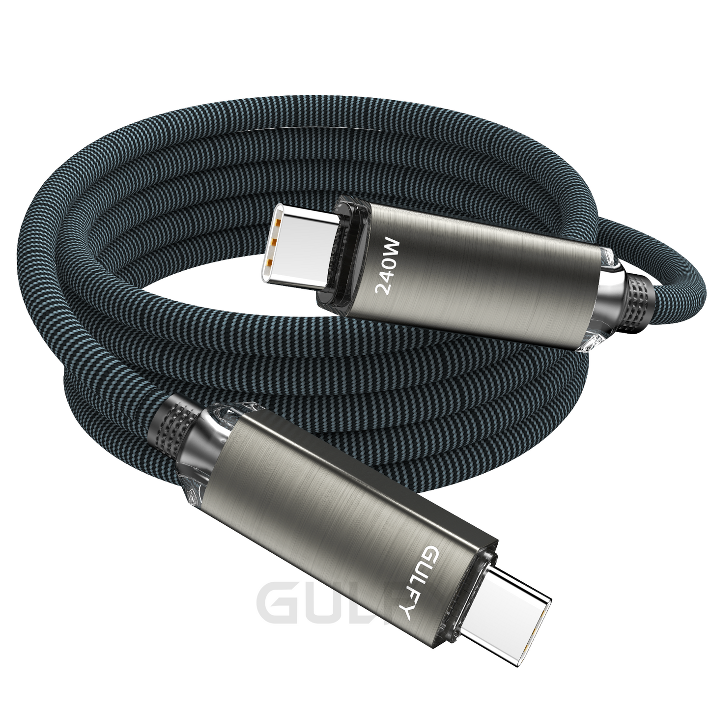 GULFY 240W USB-C to USB-C Fast Charging & Sync Cable (2m, Multi-color, Aluminum alloy & Nylon)