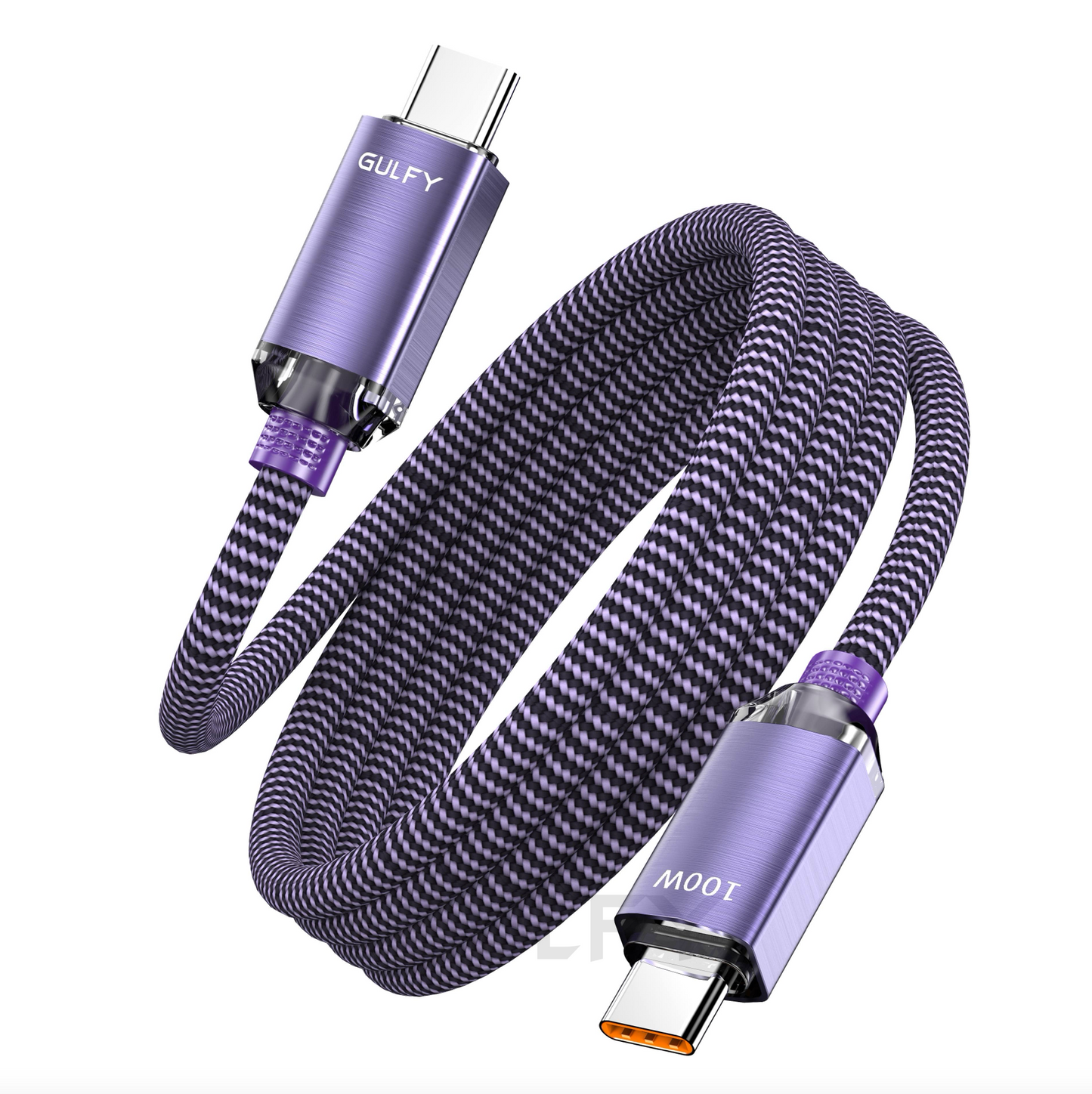GULFY 100W USB-C to USB-C Fast Charging & Sync Cable (2m, Multi-color, Nylon)