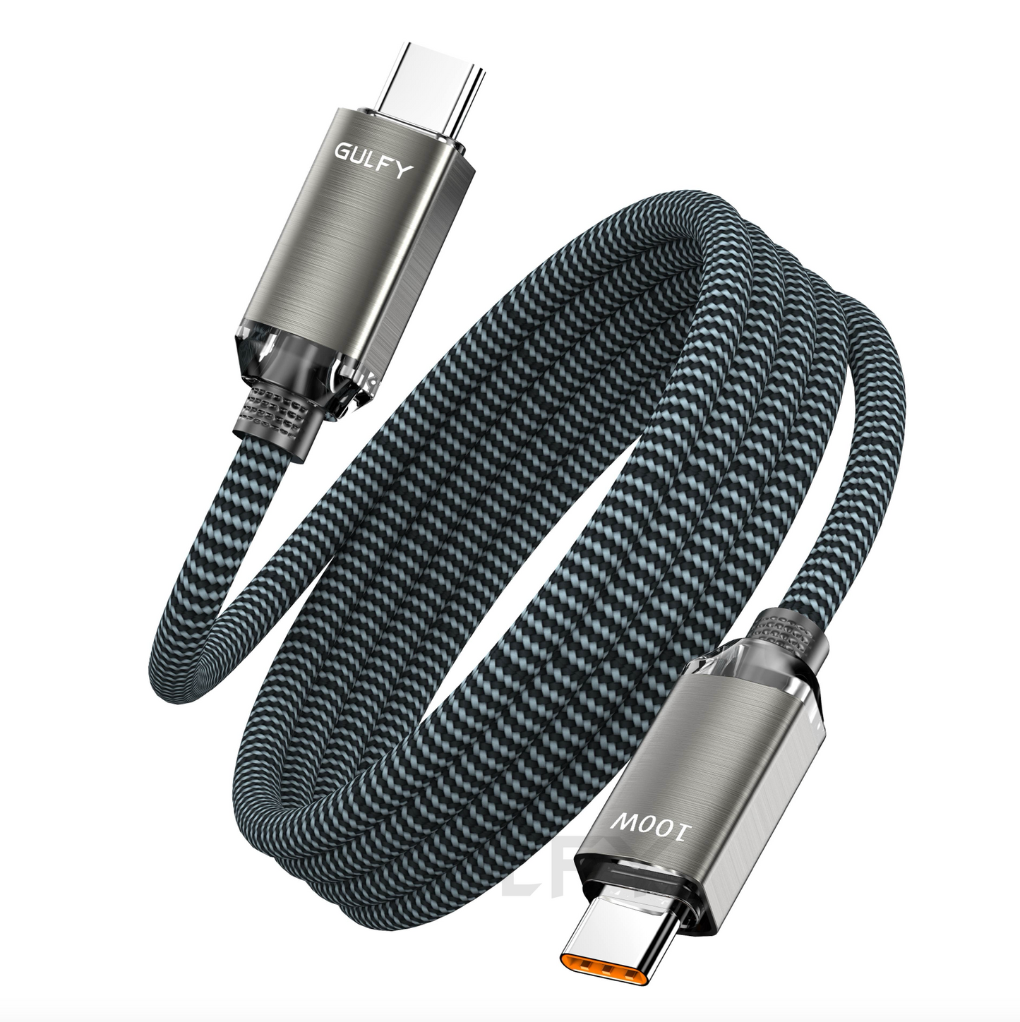 GULFY 100W USB-C to USB-C Fast Charging & Sync Cable (2m, Multi-color, Nylon)