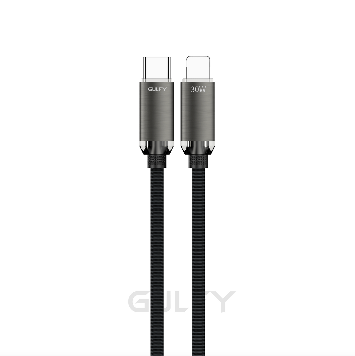 GULFY USB-A & USB-C Car Charger (30W, Brown, with Lightning cable)