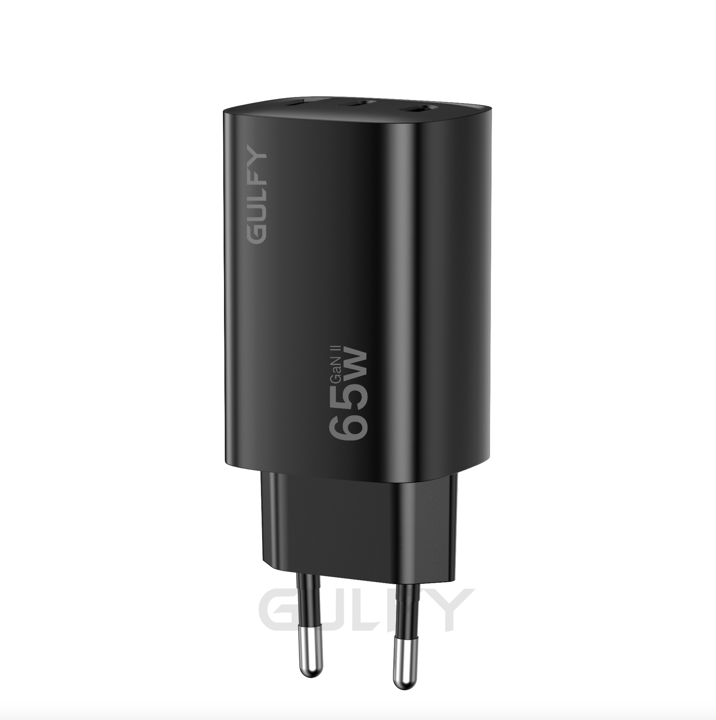 GULFY 65W Dual USB-C & USB-A EU Plug Charger| Fast Charging (Black)