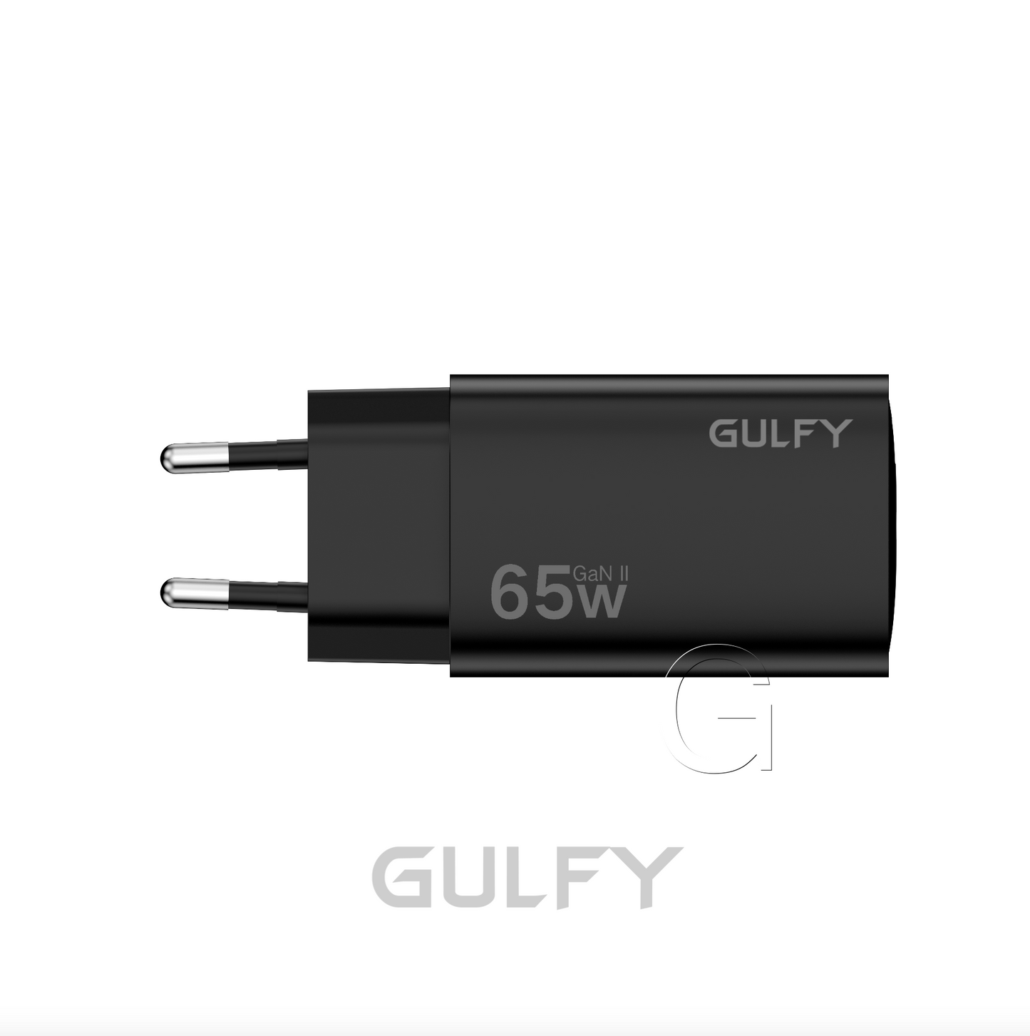 GULFY 65W Dual USB-C & USB-A EU Plug Charger| Fast Charging (Black)