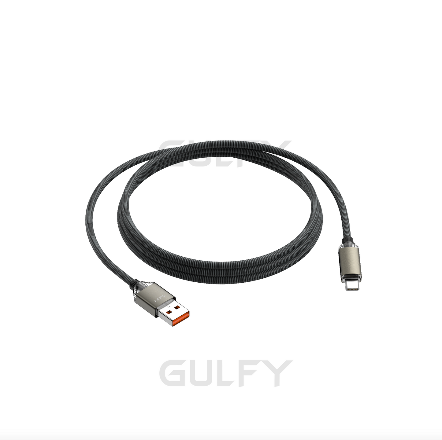 GULFY USB to USB-C Fast Charging & Sync Cable (1m, Multi-color, Nylon)