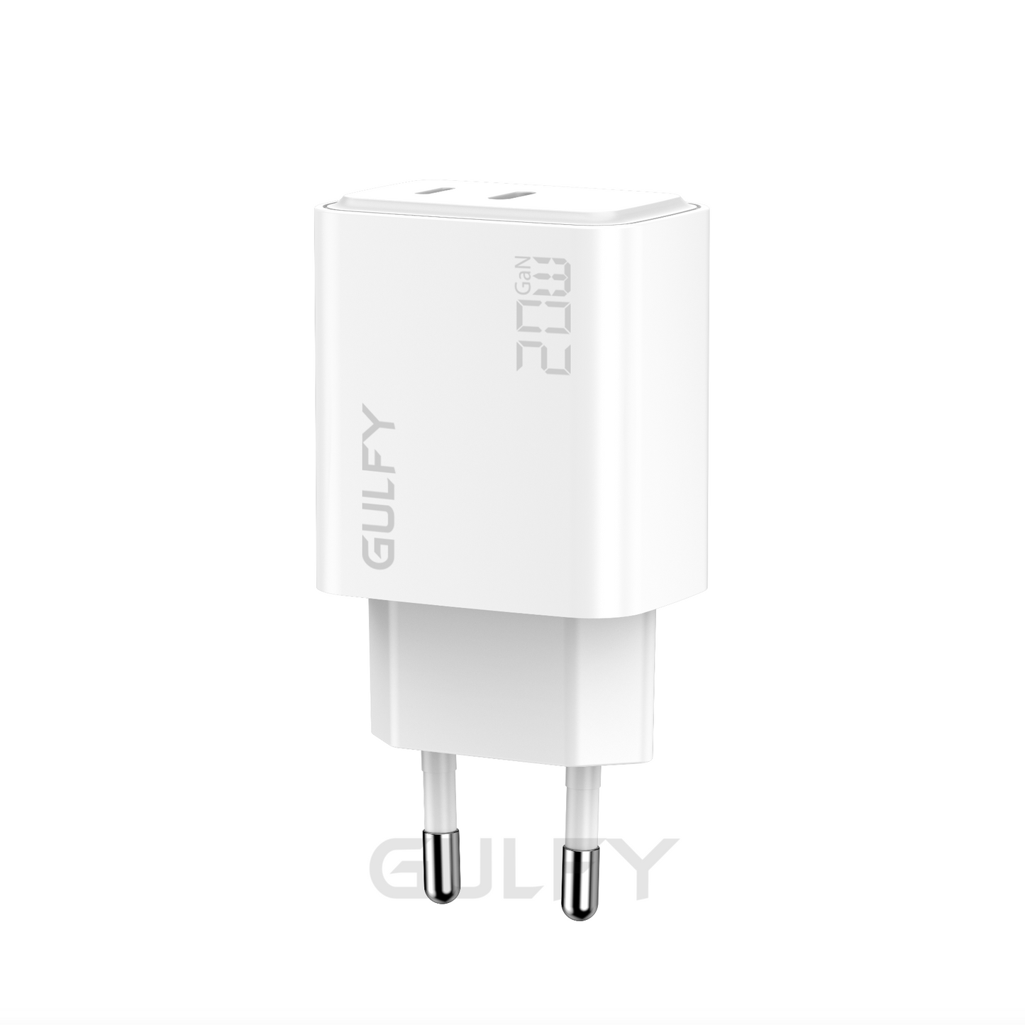 GULFY USB-C+Lightning Dual Ports Power Adapter| Fast Charging with Lightning to USB-C cable (White, EU Plug)