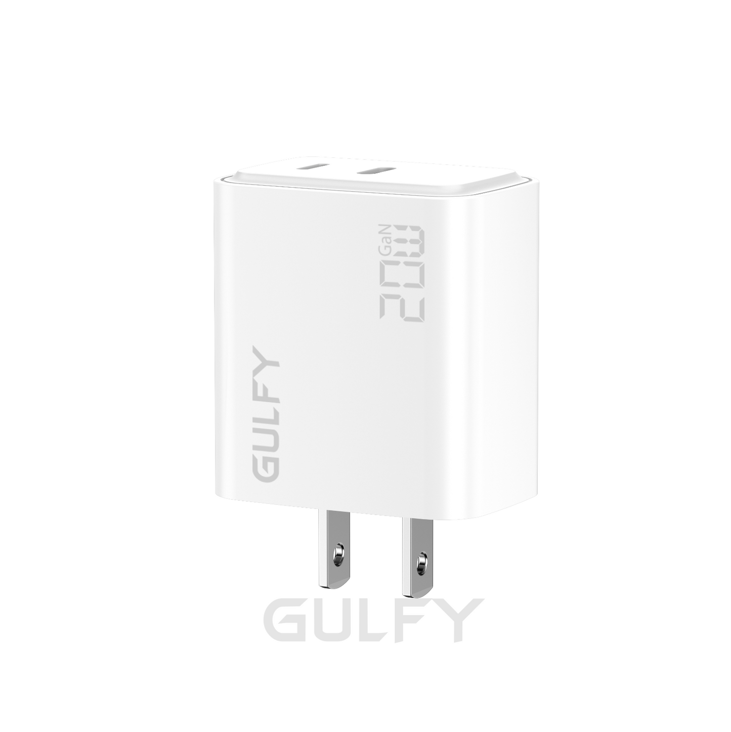 GULFY USB-C+Lightning Dual Ports Power Adapter| Fast Charging with Lightning to USB-C cable (White, US Plug)
