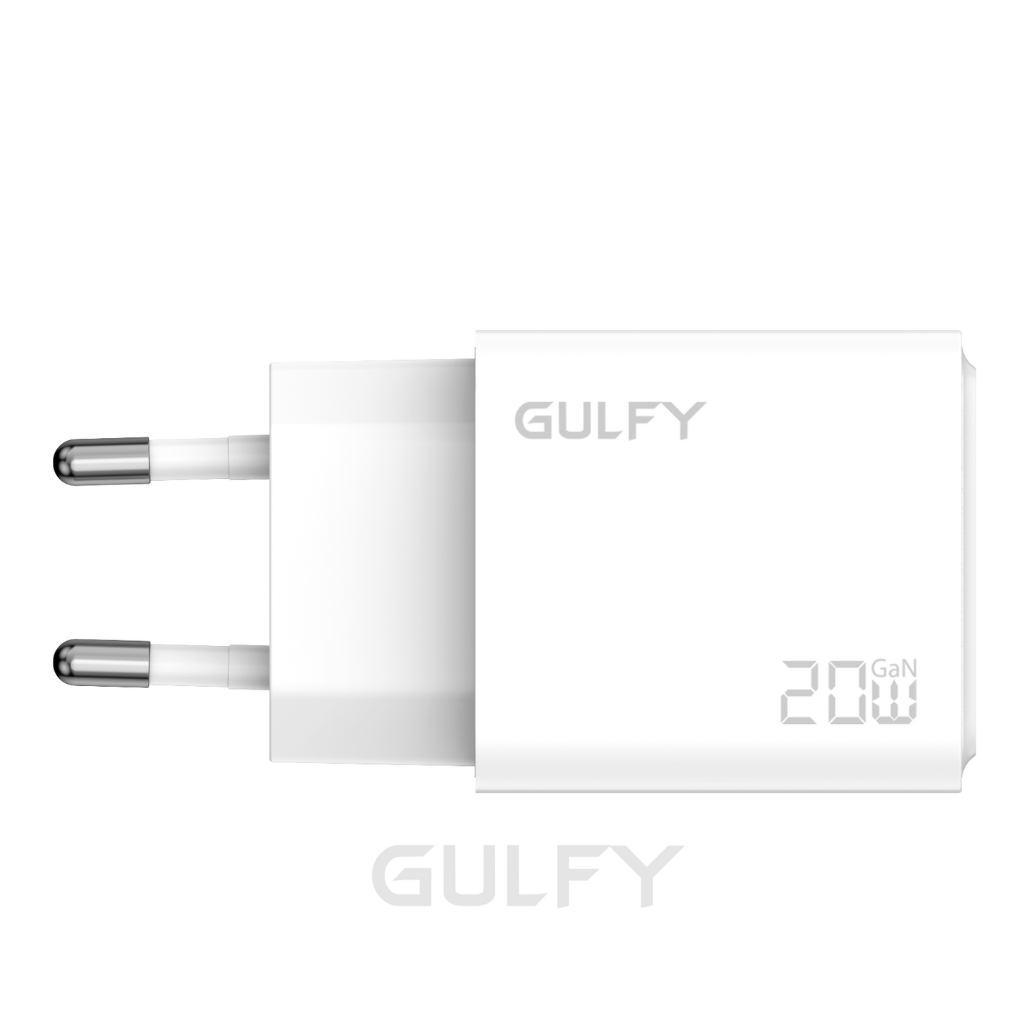 GULFY USB-C+Lightning Dual Ports Power Adapter| Fast Charging with Lightning to USB-C cable (White, EU Plug)