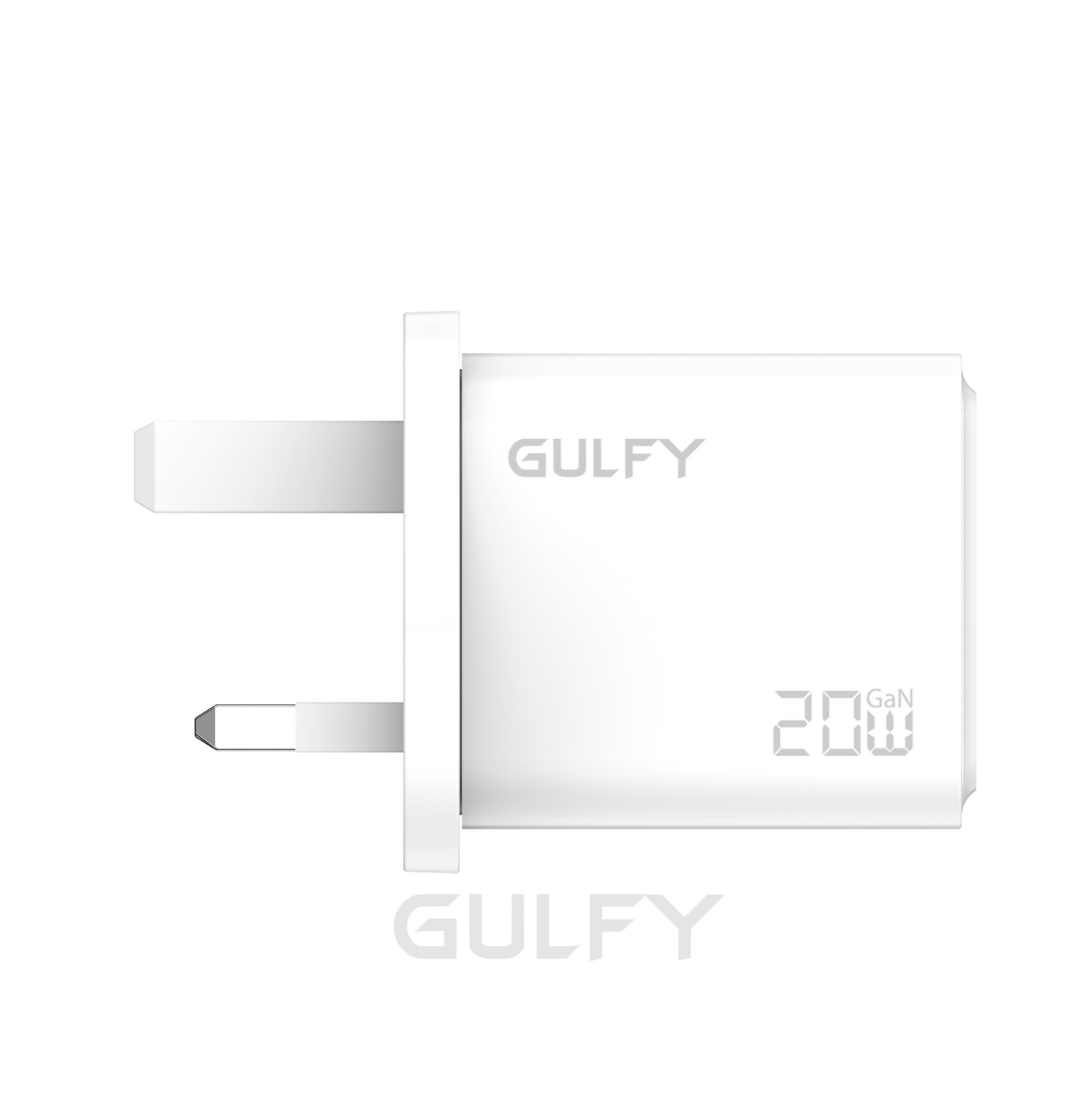 GULFY USB-C+Lightning Dual Ports Power Adapter| Fast Charging with Lightning to USB-C cable (White, UK Plug)