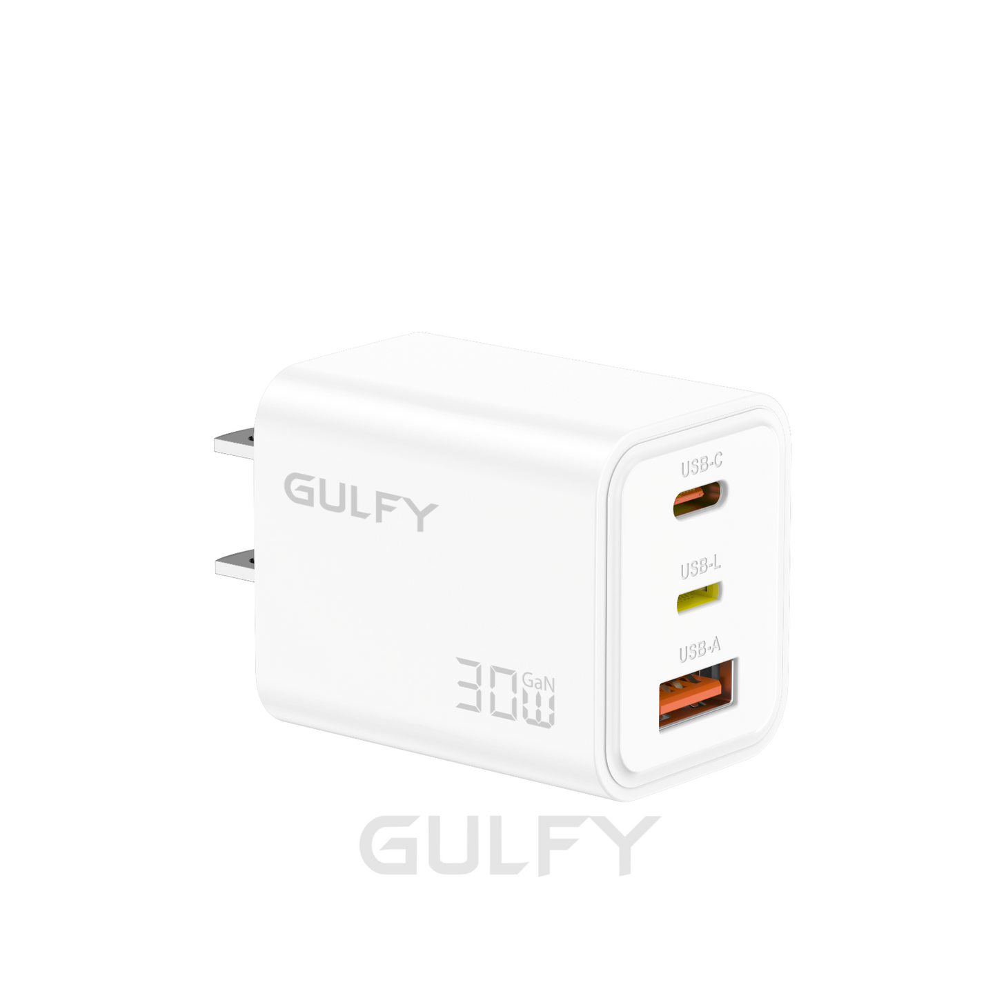 GULFY 30W Lightning & USB-C & USB-A US Plug Charger| Fast Charging (White)