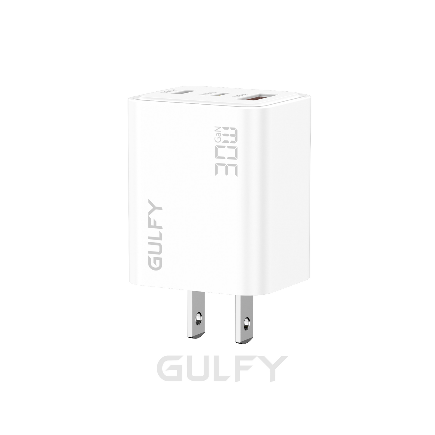 GULFY 30W Lightning & USB-C & USB-A US Plug Charger| Fast Charging (White)