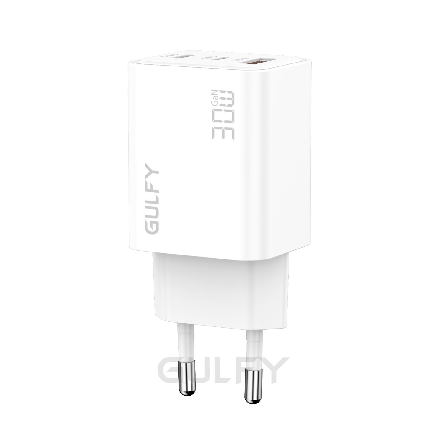 GULFY 30W Lightning & USB-C & USB-A EU Plug Charger| Fast Charging (White)