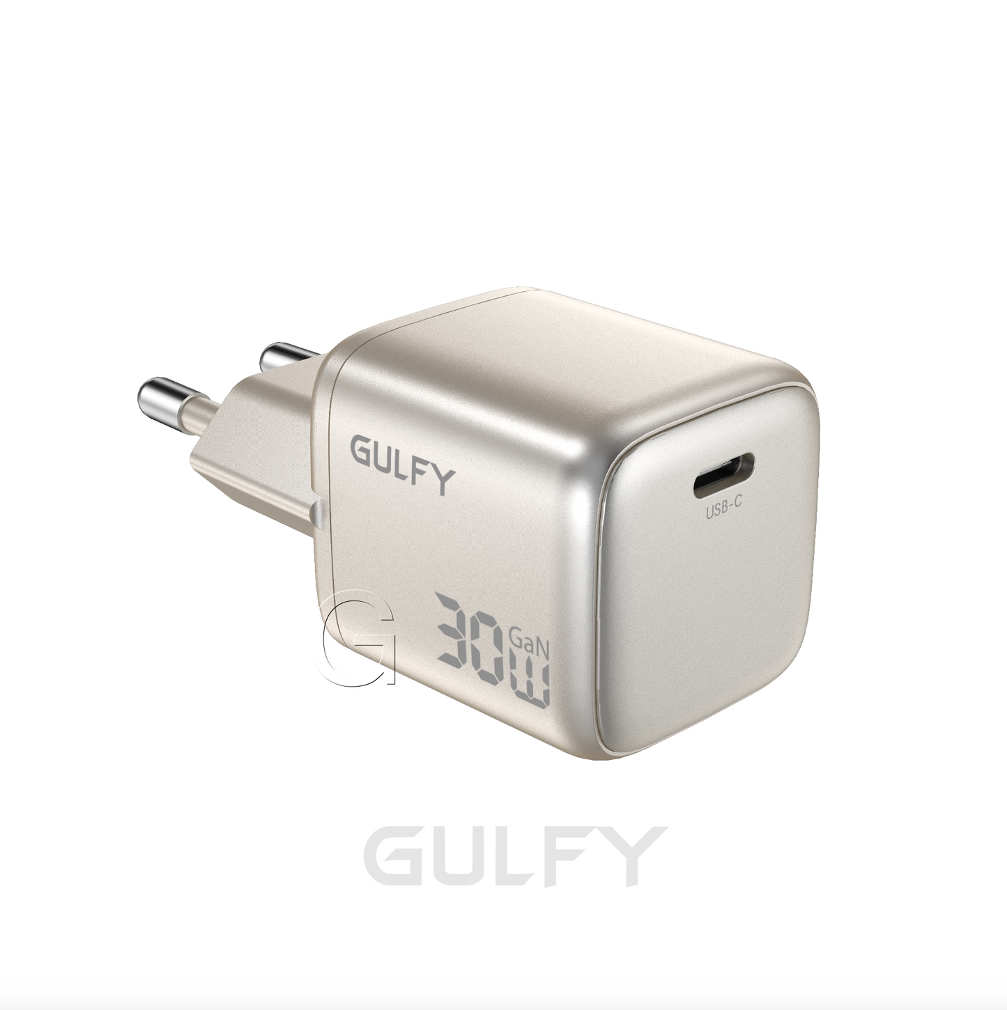 GULFY 30W USB-C EU Plug Charger with Cable| PD Fast Charging (Titanium gold)