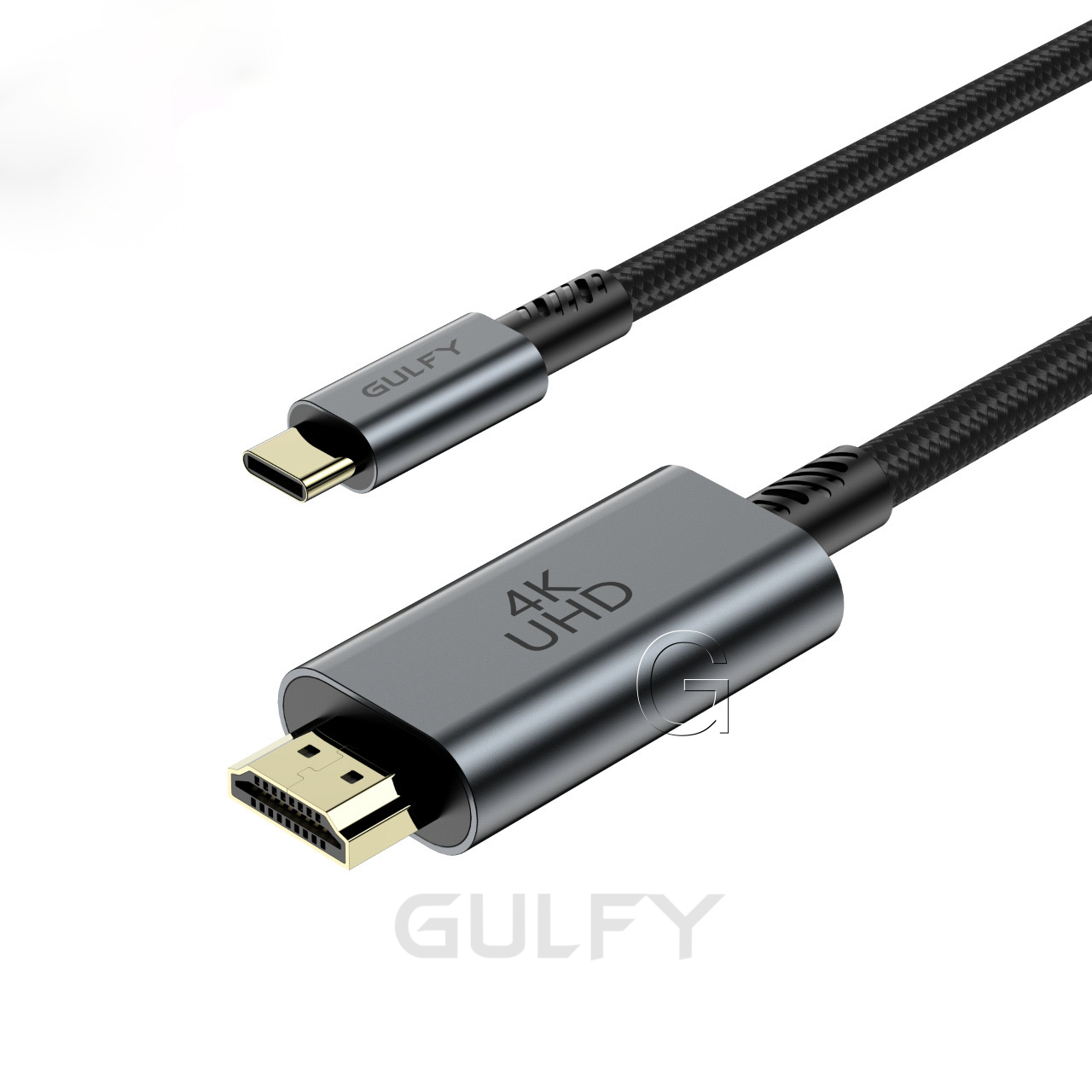 GULFY HDMI to USB-C Cable | 4K@30Hz (1.8m,Black,Aluminum & Nylon)
