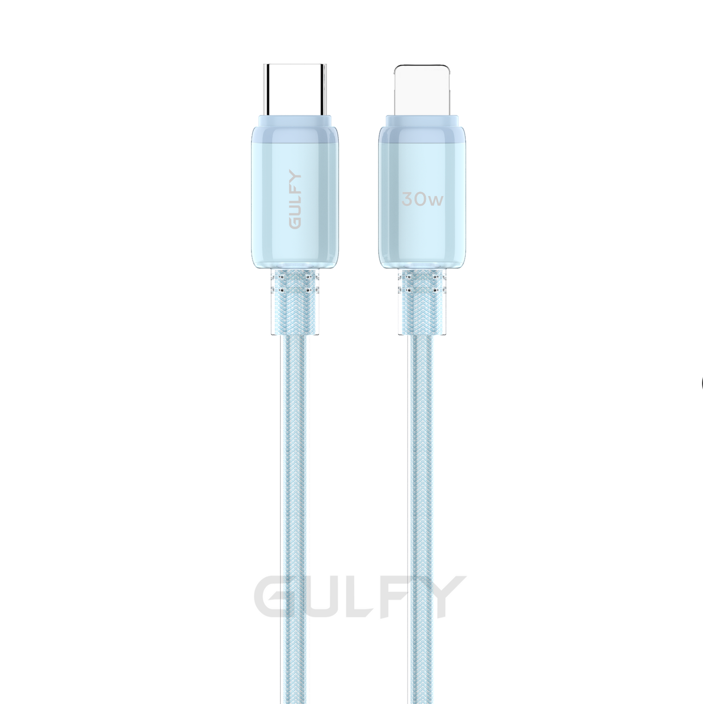 GULFY USB-C to LIGHTNING Fast Charging & Sync Cable (30W, 1m, Blue, ABS & Nylon)