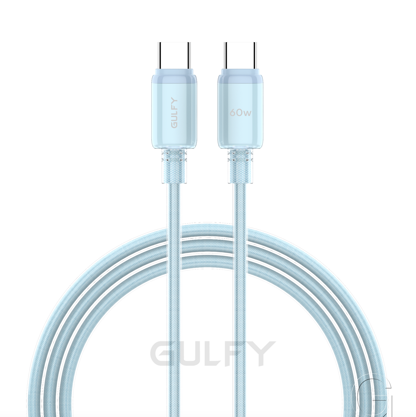 GULFY USB-C to USB-C Fast Charging & Sync Cable (60W, 1m, Blue, ABS & Nylon)