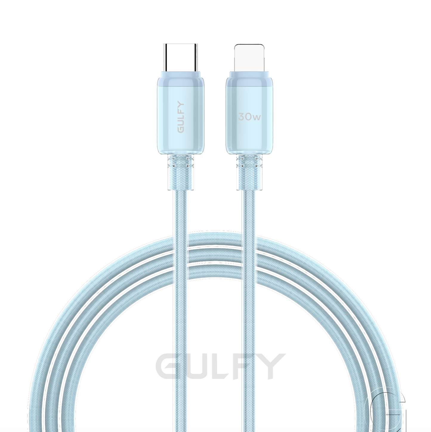 GULFY USB-C to LIGHTNING Fast Charging & Sync Cable (30W, 1m, Blue, ABS & Nylon)