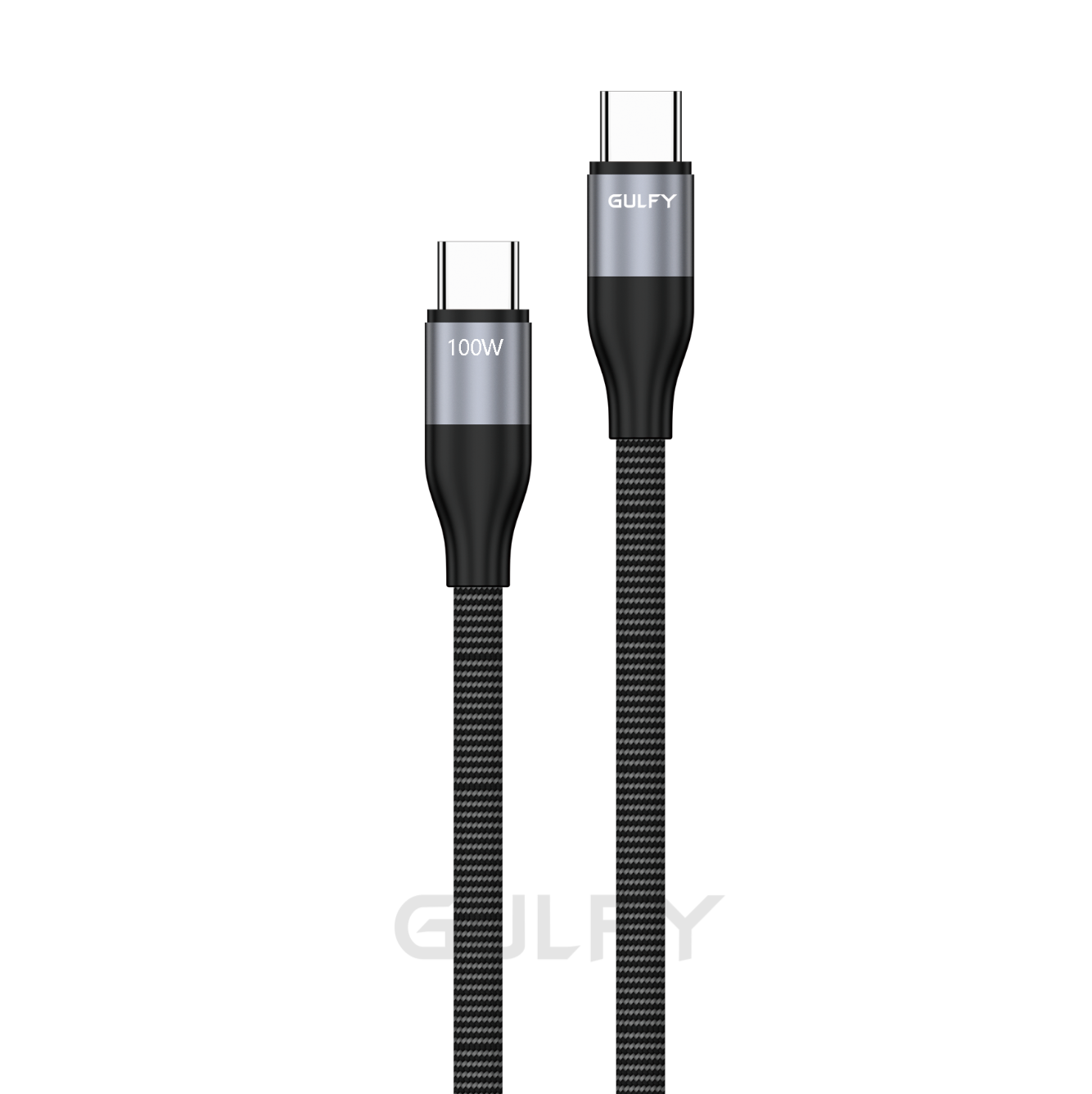 GULFY 100W USB-C to USB-C Fast Charging & Sync Cable (1m, Black, Nylon)