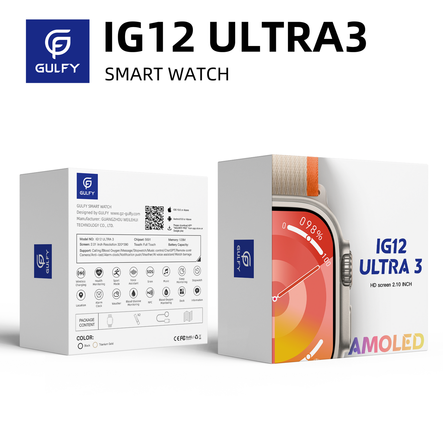 GULFY IG12 ULTRA3 Smart Watch: 2.01” HD Screen, Multi - Function Design