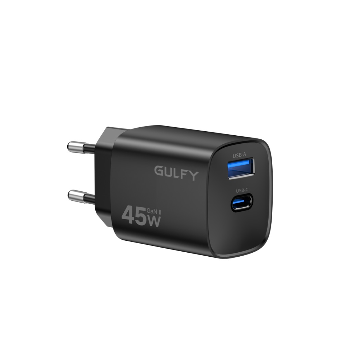 GULFY 45W USB-C & USB-A EU Plug Charger for iPhone 17 | Fast Charging (Black)