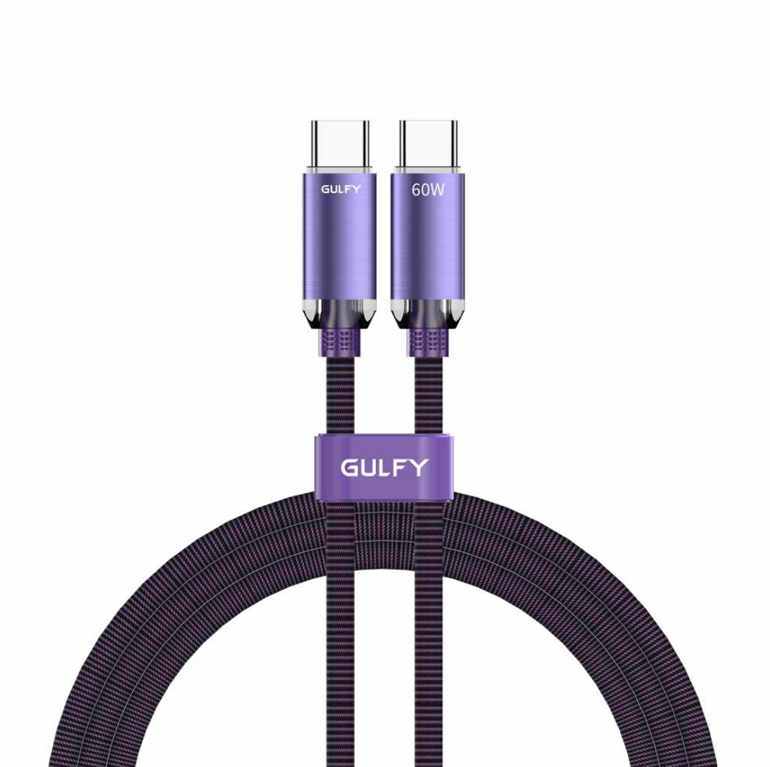 GULFY USB-C to USB-C Fast Charging & Sync Cable (60W, 1m, Multi-color, Aluminum alloy & Nylon)