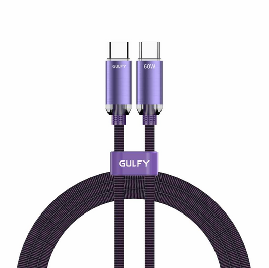 GULFY USB-C to USB-C Fast Charging & Sync Cable (60W, 1m, Multi-color, Aluminum alloy & Nylon)