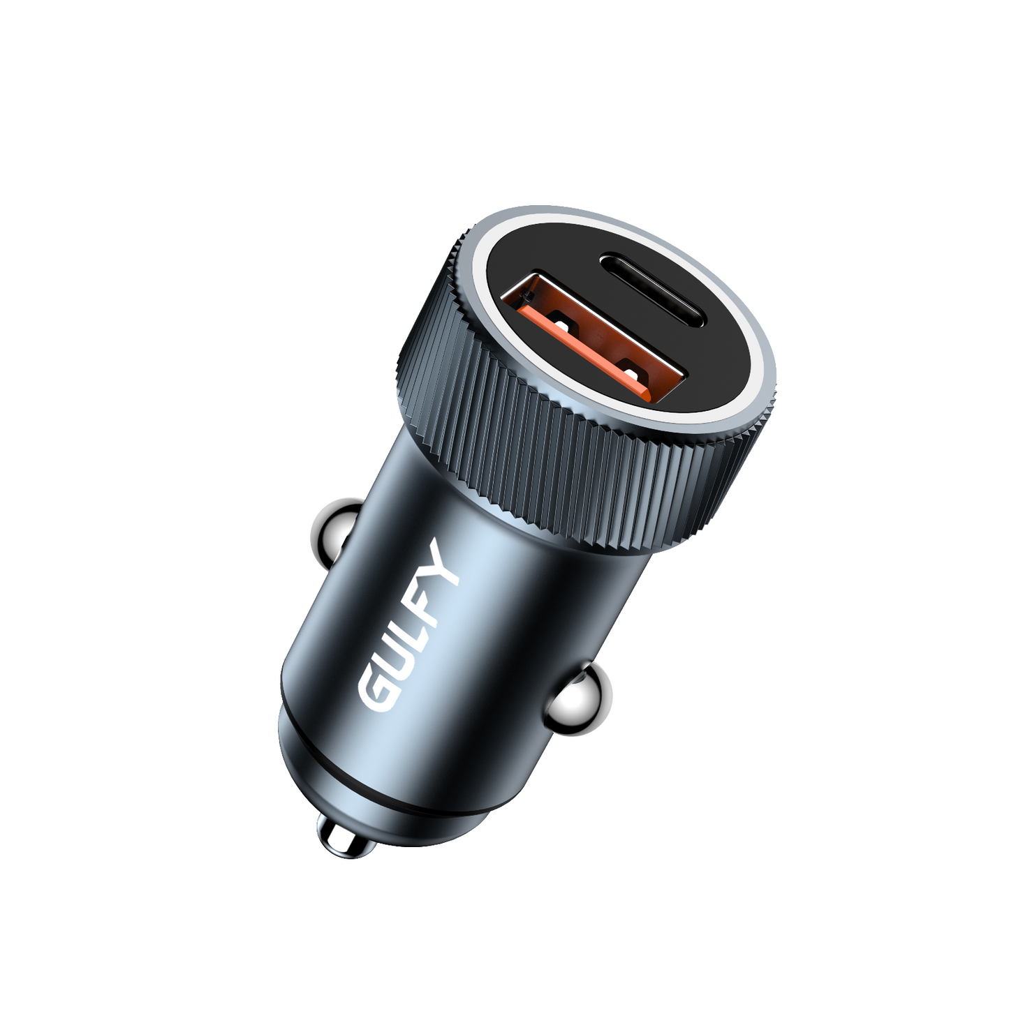 GULFY USB-A & USB-C Car Charger (30W, Blue)