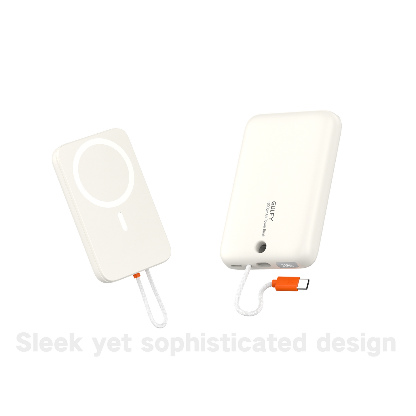 GULFY 10K Magnetic Nano Power Bank 22.5W Fast Charging with Built-in USB-C Cable(10K,Beige)