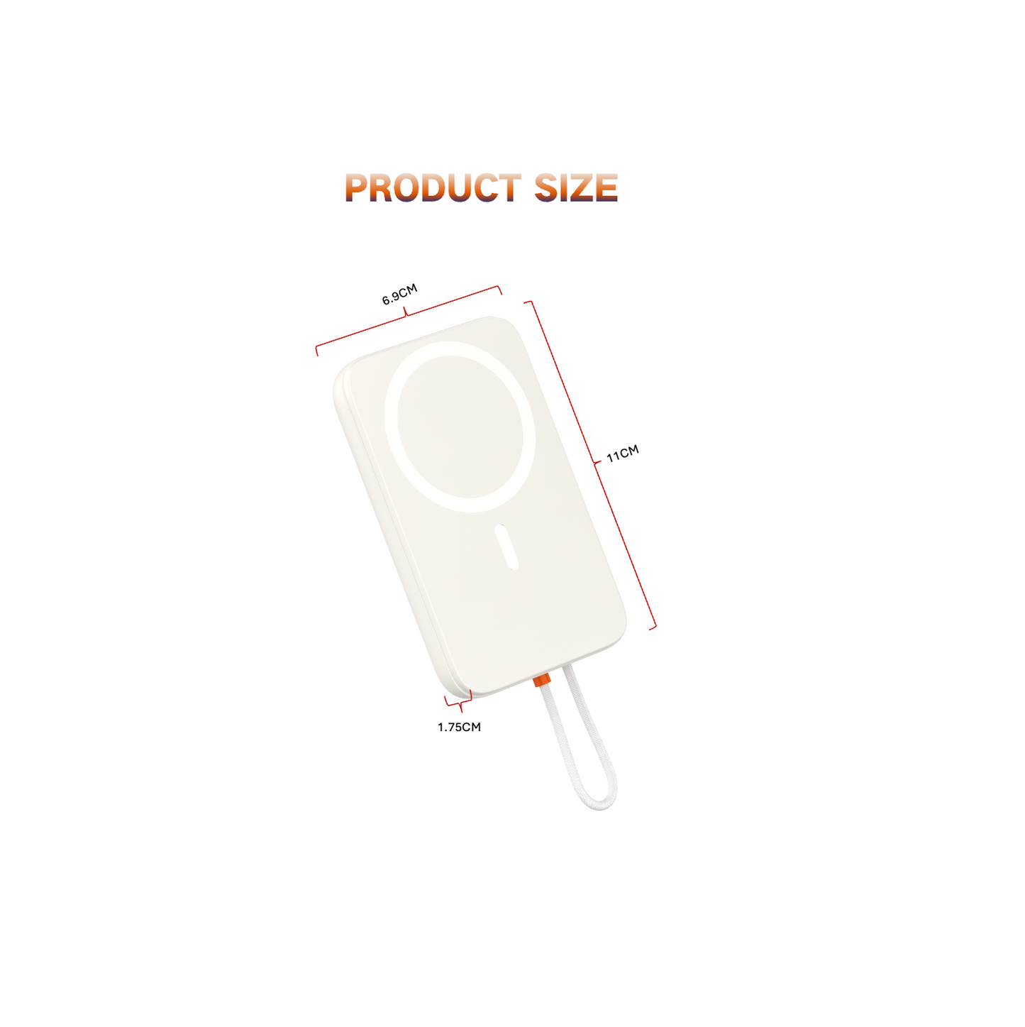 GULFY 10K Magnetic Nano Power Bank 22.5W Fast Charging with Built-in USB-C Cable(10K,Beige)