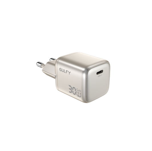 GULFY 30W USB-C EU Plug Charger with USB-C Cable| PD Fast Charging (Titanium gold)