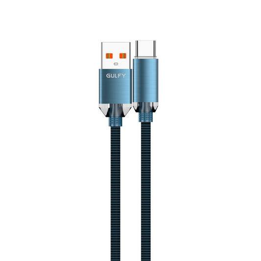 GULFY USB to USB-C Fast Charging & Sync Cable (1m, Multi-color, Nylon)