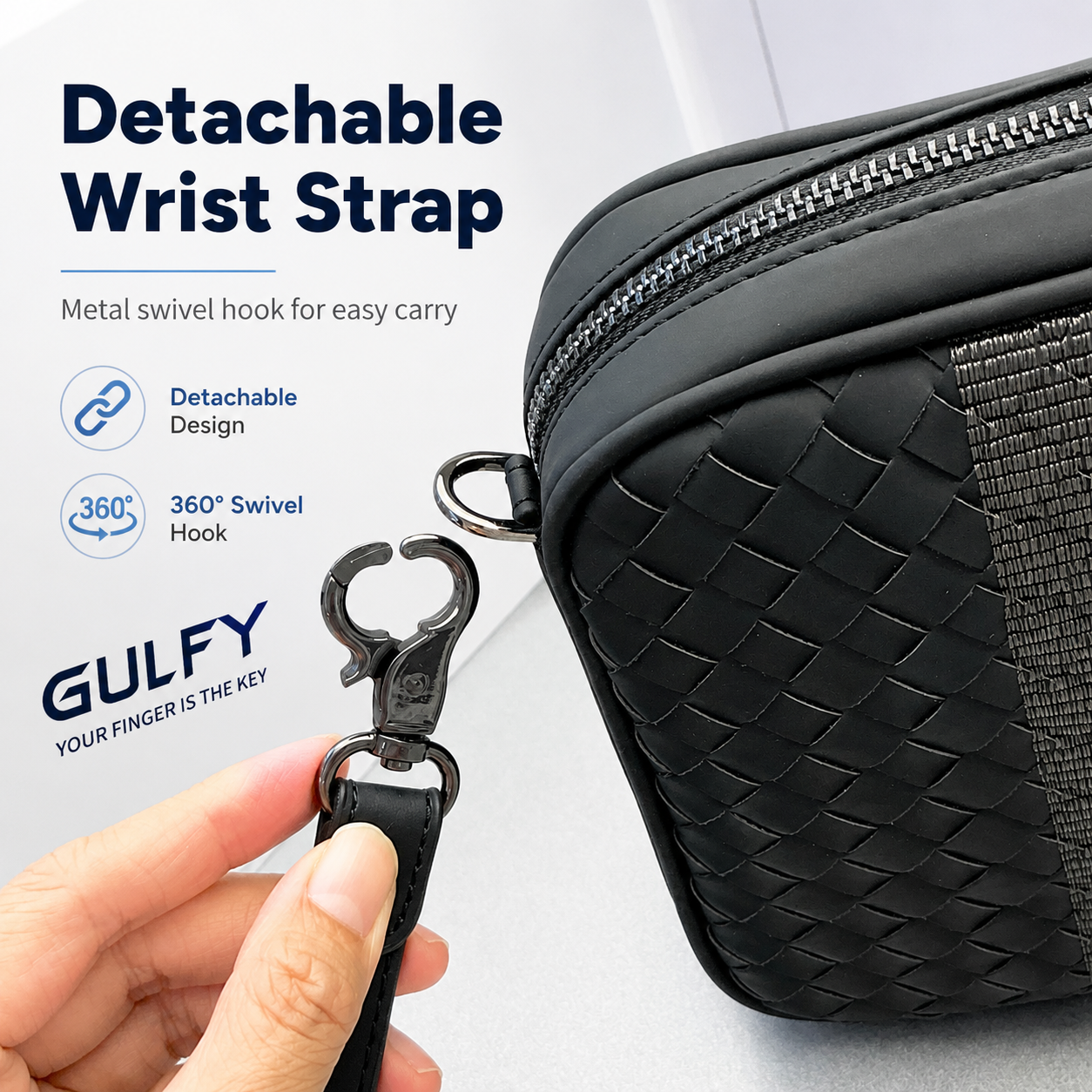 Smart Fingerprint Lock Wristlet Bag Bluetooth App Unlock Type-C Rechargeable Zinc Alloy Lock Woven Clutch Bag