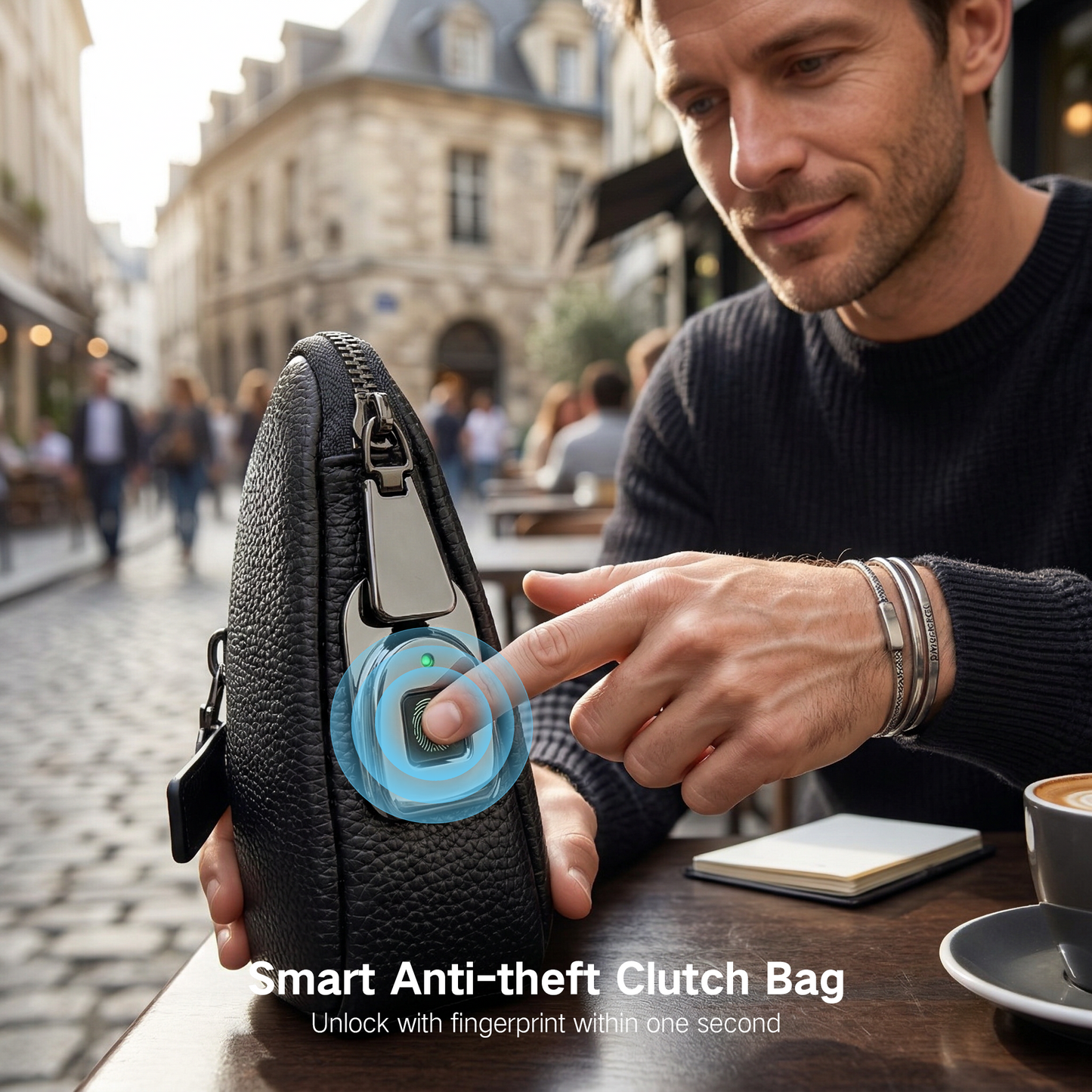 Fingerprint & Bluetooth Smart Lock Bag | PU Leather | Zinc Alloy Lock