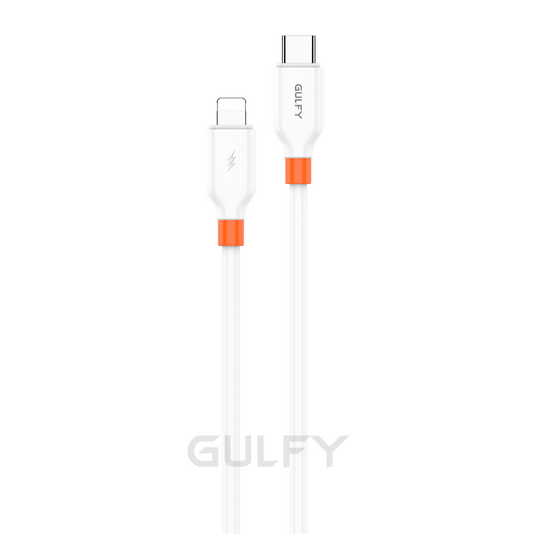 GULFY USB-C to Lightning Fast Charging & Sync Cable (30W, 1m, White, TPE)