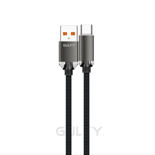 GULFY USB to USB-C Fast Charging & Sync Cable (1m, Multi-color, Nylon)