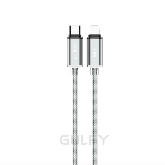 GULFY USB-C to Lightning Fast Charging & Sync Cable (1m, Black, Aluminum alloy & Nylon)