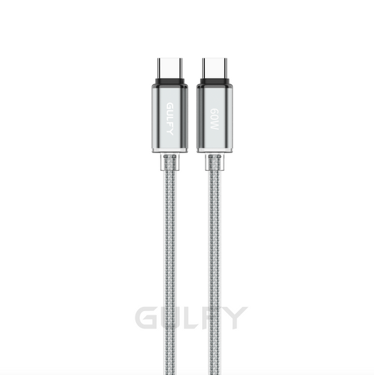 GULFY USB-C to USB-C Fast Charging & Sync Cable (1m, Black, Aluminum alloy & Nylon)