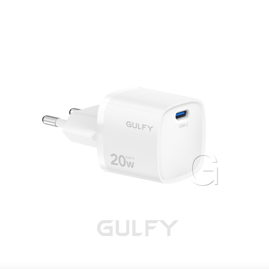 GULFY 20W USB-C EU Plug Charger| Fast Charging (White)