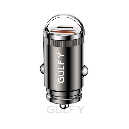 GULFY USB-A & USB-C Car Charger (30W, Brown)