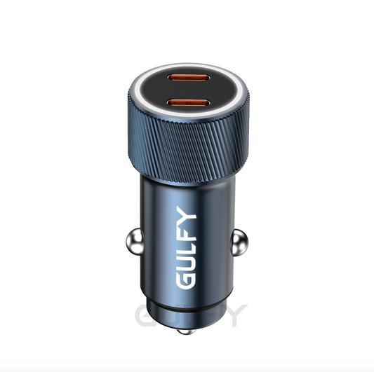 GULFY Dual USB-C Car Charger (60W, Multi-color)