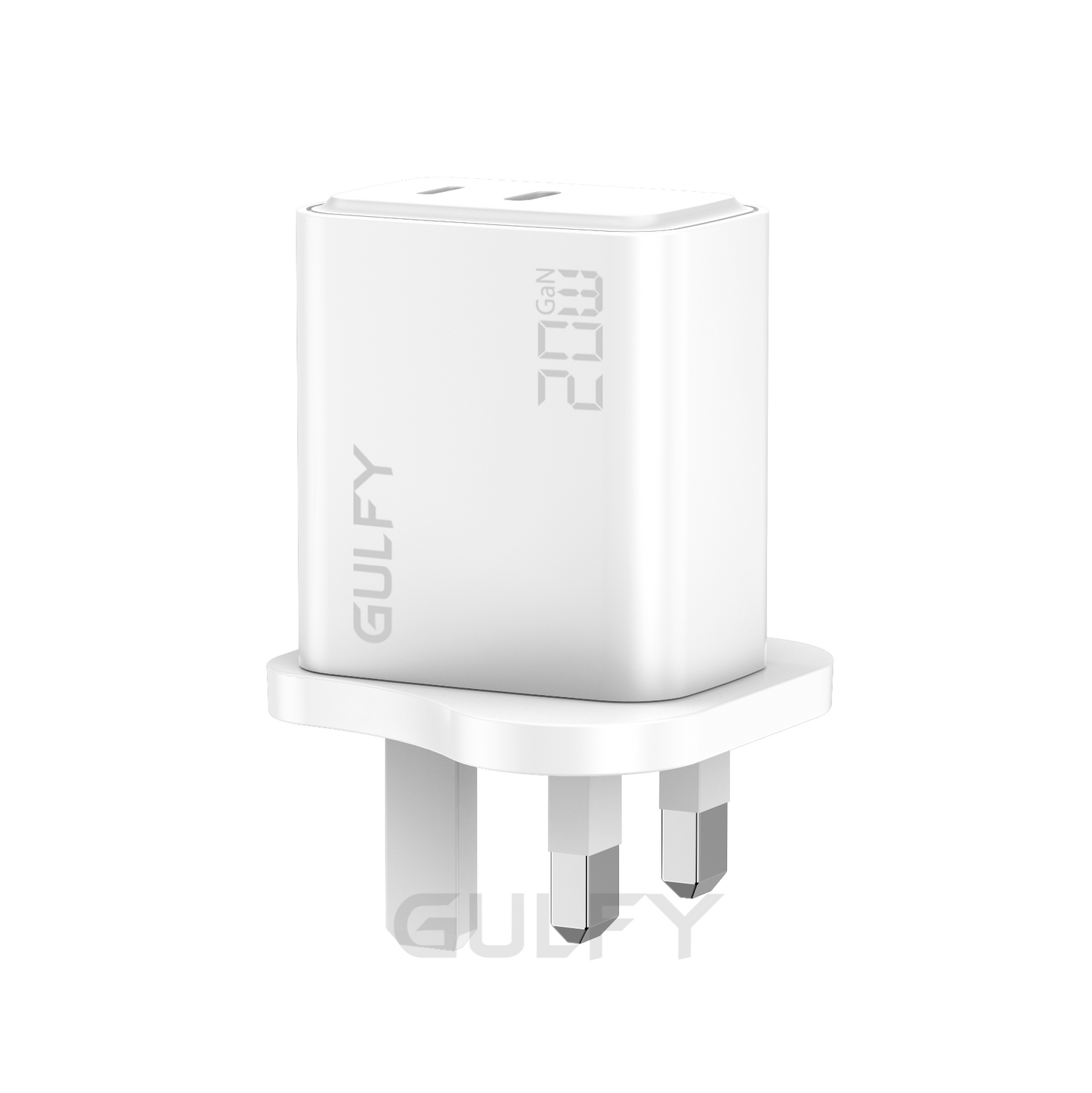 GULFY USB-C+Lightning Dual Ports Power Adapter| Fast Charging with Lightning to USB-C cable (White, UK Plug)