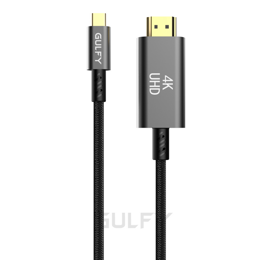 GULFY HDMI to USB-C Cable | 4K@30Hz (1.8m，Black，Aluminum & Nylon)