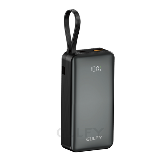 GULFY 10000mAh Power Bank | 22.5W Fast Charge, Built - in Cable, Digital Display