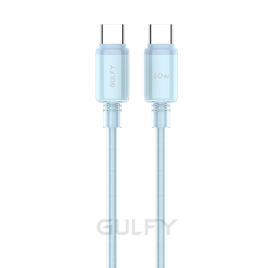 GULFY USB-C to USB-C Fast Charging & Sync Cable (60W, 1m, Blue, ABS & Nylon)