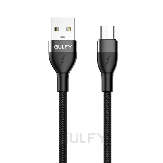 GULFY USB to Micro Fast Charging & Sync Cable (1m, Black, TPE & Nylon)