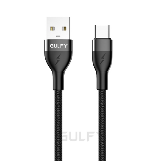 GULFY USB to USB-C Fast Charging & Sync Cable (1m, Black, TPE & Nylon)