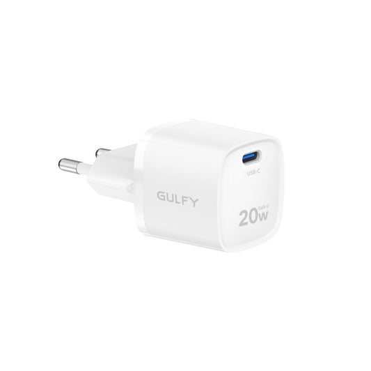 GULFY 20W USB-C EU Plug Charger| Fast Charging (White)