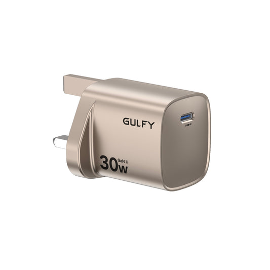 GULFY 30W USB-C UK Plug Charger for iPhone 17 | Fast Charging (Titanium desert gold)