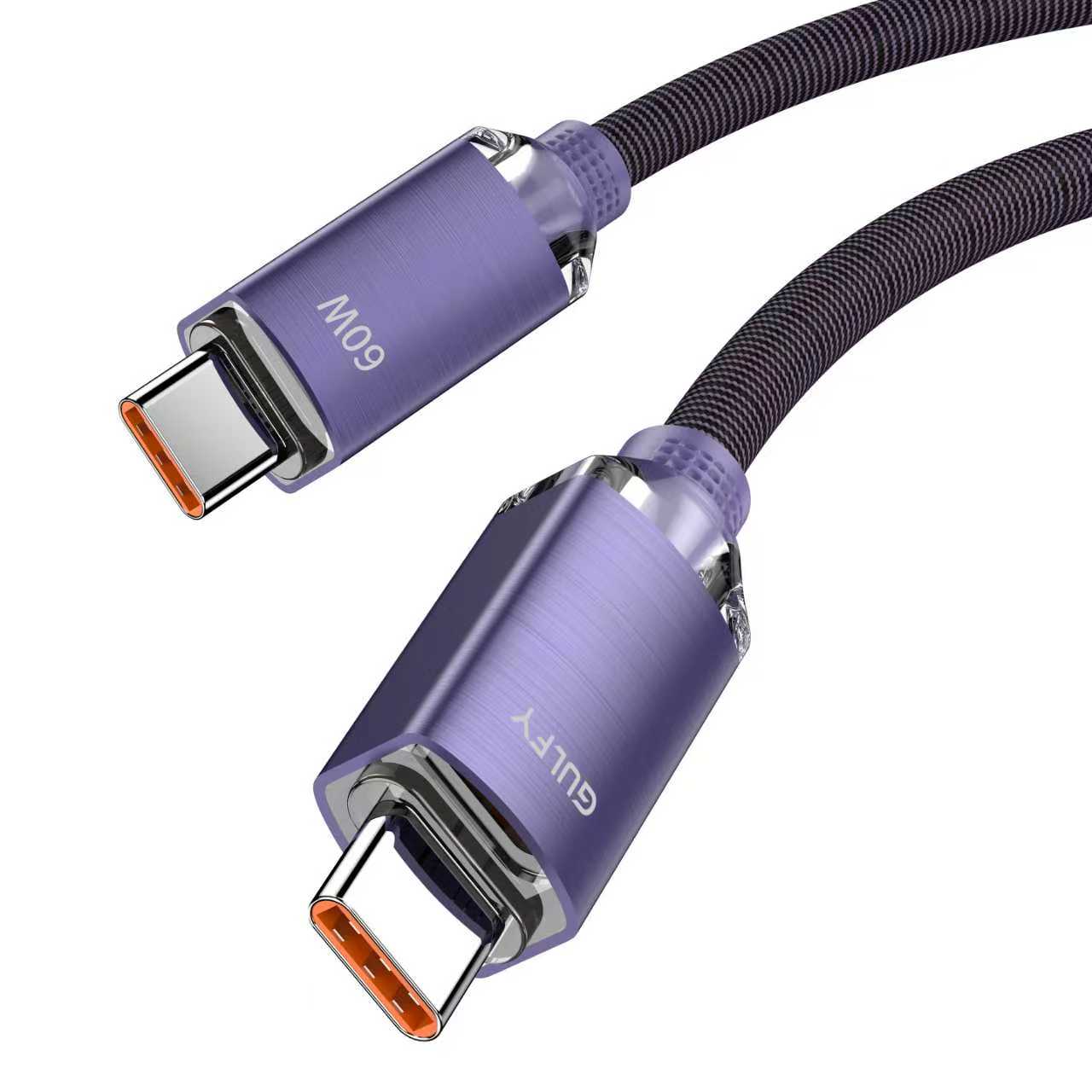 GULFY USB-C to USB-C Fast Charging & Sync Cable (60W, 1m, Multi-color, Aluminum alloy & Nylon)