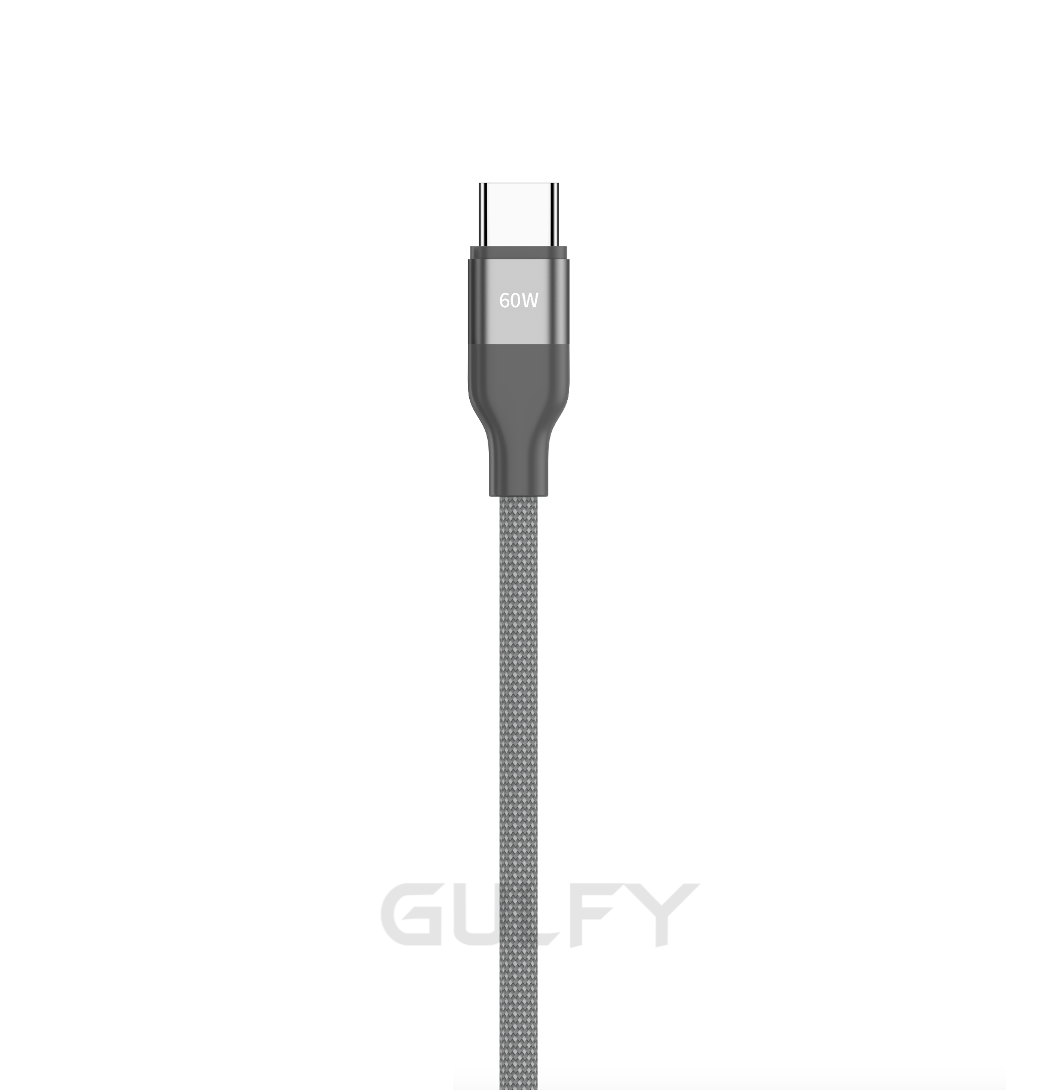 GULFY USB-C  Charge & Data Sync Cable (60W, 1m, Multi-color, Aluminum alloy & Nylon)